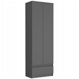 Moderner Kleiderschrank mit Schublade | 2-türiger Kleiderschrank Garderobenschrank | Platzsparender Schrank für Schlafzimmer, Ankleidezimmer, Flur, Kinderzimmer | 60x35x180 cm (BxTxH)