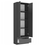 Moderner Kleiderschrank mit Schublade | 2-türiger Kleiderschrank Garderobenschrank | Platzsparender Schrank für Schlafzimmer, Ankleidezimmer, Flur, Kinderzimmer | 60x35x180 cm (BxTxH)
