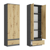 Moderner Kleiderschrank mit Schublade | 2-türiger Kleiderschrank Garderobenschrank | Platzsparender Schrank für Schlafzimmer, Ankleidezimmer, Flur, Kinderzimmer | 60x35x180 cm (BxTxH)