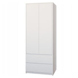 Moderner Kleiderschrank mit 2 Schubladen, 2-türiger Kleiderschrank Garderobenschrank, Platzsparender Schrank für Schlafzimmer, Ankleidezimmer, Flur, Kinderzimmer, 63x55x180 cm (BxTxH)