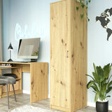 Moderner Kleiderschrank mit 1 Tür | Schrank mit Kleiderstange und Einlegeboden | Platzsparender Hochschrank für Schlafzimmer, Flur, Kinderzimmer | 42x55x180 cm (BxTxH)