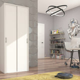 Moderner Kleiderschrank mit Schiebetüren | 2-türiger Schiebetürenschrank mit Kleiderstange | Platzsparender Schrank für Schlafzimmer, Ankleidezimmer, Flur, Kinderzimmer | 70x60x180,5 cm (BxTxH)