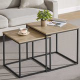 Table basse lot de 2 tables d'appoint rondes design loft 2 en 1 surface emboîtable résistante aux rayures, salon | 53cm et 43cm de large