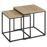 Table basse lot de 2 tables d'appoint rondes design loft 2 en 1 surface emboîtable résistante aux rayures, salon | 53cm et 43cm de large