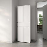 Schrank 60 cm breit mit 4 Türen & Schublade | Vielseitiger Aufbewahrungsschrank Mehrzweckschrank mit 3 Einlegeböden | Schmaler Schrank für Haushalt, Büro, Flur, Schlafzimmer | 64x34x180 cm (BxTxH) | Weiß