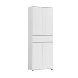 Schrank 60 cm breit mit 4 Türen & Schublade | Vielseitiger Aufbewahrungsschrank Mehrzweckschrank mit 3 Einlegeböden | Schmaler Schrank für Haushalt, Büro, Flur, Schlafzimmer | 64x34x180 cm (BxTxH) | Weiß