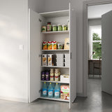 Mehrzweckschrank 75 cm breit mit Türen & Einlegeböden | Vielseitiger Haushaltsschrank für Vorräte, Putzmittel, Akten | Universalschrank für Haushalt, Flur, Büro, Keller | 75x35x184 cm (BxTxH) | Weiß