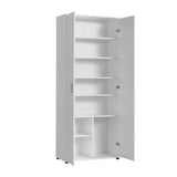 Mehrzweckschrank 75 cm breit mit Türen & Einlegeböden | Vielseitiger Haushaltsschrank für Vorräte, Putzmittel, Akten | Universalschrank für Haushalt, Flur, Büro, Keller | 75x35x184 cm (BxTxH) | Weiß