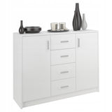 Kommode Flur, Kommoden, Schlafzimmer Kommode | Mit 2 Türen & 4 Schubladen | Hochwertig & Funktional | 110x35x85 cm (BxTxH)