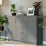 Kommode Flur, Kommoden, Schlafzimmer Kommode | Mit 2 Türen & 4 Schubladen | Hochwertig & Funktional | 110x35x85 cm (BxTxH)