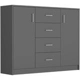Kommode Flur, Kommoden, Schlafzimmer Kommode | Mit 2 Türen & 4 Schubladen | Hochwertig & Funktional | 110x35x85 cm (BxTxH)