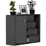 Kommode Flur, Kommoden, Schlafzimmer Kommode | Mit 2 Türen & 4 Schubladen | Hochwertig & Funktional | 110x35x85 cm (BxTxH)