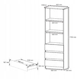 Bücherregal, Holzregal, Regale | Mit 3 Schubladen & 2 Einlegeböden | Stabil & pflegeleicht | 60x33x180 cm (BxTxH)