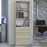 Bücherregal, Holzregal, Regale | Mit 3 Schubladen & 2 Einlegeböden | Stabil & pflegeleicht | 60x33x180 cm (BxTxH)