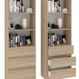 Bücherregal, Holzregal, Regale | Mit 3 Schubladen & 2 Einlegeböden | Stabil & pflegeleicht | 60x33x180 cm (BxTxH)