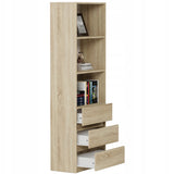 Bücherregal, Holzregal, Regale | Mit 3 Schubladen & 2 Einlegeböden | Stabil & pflegeleicht | 60x33x180 cm (BxTxH)