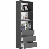 Bücherregal, Holzregal, Regale | Mit 3 Schubladen & 2 Einlegeböden | Stabil & pflegeleicht | 60x33x180 cm (BxTxH)