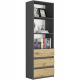 Bücherregal, Holzregal, Regale | Mit 3 Schubladen & 2 Einlegeböden | Stabil & pflegeleicht | 60x33x180 cm (BxTxH)
