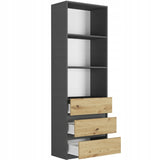 Bücherregal, Holzregal, Regale | Mit 3 Schubladen & 2 Einlegeböden | Stabil & pflegeleicht | 60x33x180 cm (BxTxH)