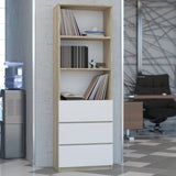 Bücherregal, Holzregal, Regale | Mit 3 Schubladen & 2 Einlegeböden | Stabil & pflegeleicht | 60x33x180 cm (BxTxH)