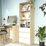 Bücherregal, Holzregal, Regale | Mit 3 Schubladen & 2 Einlegeböden | Stabil & pflegeleicht | 60x33x180 cm (BxTxH)