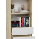 Bücherregal, Holzregal, Regale | Mit 3 Schubladen & 2 Einlegeböden | Stabil & pflegeleicht | 60x33x180 cm (BxTxH)