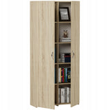 Regal mit Tür, Bücherregal, Holzregal | Platzsparend & geräumig für Büro, Flur, Arbeitszimmer | 80x30x180 cm (BxTxH)