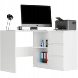 Eckschreibtisch mit Stauraum, Ecktisch, Schreibtisch L-Form | 112x87x76 cm (BxTxH) | Linken und Rechten Seite Schubladen