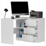 Eckschreibtisch mit Stauraum, Ecktisch, Schreibtisch L-Form | 112x87x76 cm (BxTxH) | Linken und Rechten Seite Schubladen