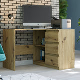 Eckschreibtisch mit Stauraum, Ecktisch, Schreibtisch L-Form | 112x87x76 cm (BxTxH) | Linken und Rechten Seite Schubladen