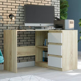 Eckschreibtisch mit Stauraum, Ecktisch, Schreibtisch L-Form | 112x87x76 cm (BxTxH) | Linken und Rechten Seite Schubladen