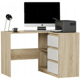 Eckschreibtisch mit Stauraum, Ecktisch, Schreibtisch L-Form | 112x87x76 cm (BxTxH) | Linken und Rechten Seite Schubladen