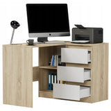 Eckschreibtisch mit Stauraum, Ecktisch, Schreibtisch L-Form | 112x87x76 cm (BxTxH) | Linken und Rechten Seite Schubladen