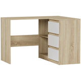 Eckschreibtisch mit Stauraum, Ecktisch, Schreibtisch L-Form | 112x87x76 cm (BxTxH) | Linken und Rechten Seite Schubladen