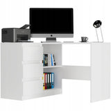 Eckschreibtisch mit Stauraum, Ecktisch, Schreibtisch L-Form | 112x87x76 cm (BxTxH) | Linken und Rechten Seite Schubladen