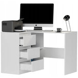 Eckschreibtisch mit Stauraum, Ecktisch, Schreibtisch L-Form | 112x87x76 cm (BxTxH) | Linken und Rechten Seite Schubladen