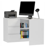 Eckschreibtisch mit Stauraum, Ecktisch, Schreibtisch L-Form | 112x87x76 cm (BxTxH) | Linken und Rechten Seite Schubladen