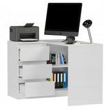Eckschreibtisch mit Stauraum, Ecktisch, Schreibtisch L-Form | 112x87x76 cm (BxTxH) | Linken und Rechten Seite Schubladen
