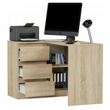 Eckschreibtisch mit Stauraum, Ecktisch, Schreibtisch L-Form | 112x87x76 cm (BxTxH) | Linken und Rechten Seite Schubladen