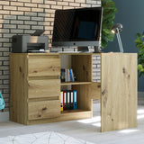 Eckschreibtisch mit Stauraum, Ecktisch, Schreibtisch L-Form | 112x87x76 cm (BxTxH) | Linken und Rechten Seite Schubladen
