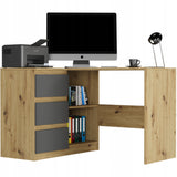 Eckschreibtisch mit Stauraum, Ecktisch, Schreibtisch L-Form | 112x87x76 cm (BxTxH) | Linken und Rechten Seite Schubladen