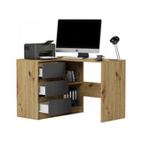 Eckschreibtisch mit Stauraum, Ecktisch, Schreibtisch L-Form | 112x87x76 cm (BxTxH) | Linken und Rechten Seite Schubladen