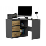 Eckschreibtisch mit Stauraum, Ecktisch, Schreibtisch L-Form | 112x87x76 cm (BxTxH) | Linken und Rechten Seite Schubladen