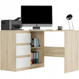 Eckschreibtisch mit Stauraum, Ecktisch, Schreibtisch L-Form | 112x87x76 cm (BxTxH) | Linken und Rechten Seite Schubladen