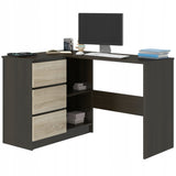Eckschreibtisch mit Stauraum, Ecktisch, Schreibtisch L-Form | 112x87x76 cm (BxTxH) | Linken und Rechten Seite Schubladen