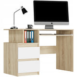 Schreibtisch mit Schubladen, Computertisch, Arbeitstisch | 2 Schubladen, Tastaturablage, ergonomisch | 114x50x135 cm (BxTxH)