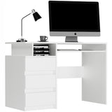 Eckschreibtisch mit Stauraum, Computertisch, Schreibtisch mit Schubladen | 3 Schubladen, Tastaturablage, ergonomische Maße | 114x50x76 cm (BxTxH)