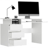 Eckschreibtisch mit Stauraum, Computertisch, Schreibtisch mit Schubladen | 3 Schubladen, Tastaturablage, ergonomische Maße | 114x50x76 cm (BxTxH)