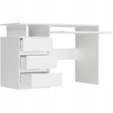 Eckschreibtisch mit Stauraum, Computertisch, Schreibtisch mit Schubladen | 3 Schubladen, Tastaturablage, ergonomische Maße | 114x50x76 cm (BxTxH)
