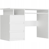 Eckschreibtisch mit Stauraum, Computertisch, Schreibtisch mit Schubladen | 3 Schubladen, Tastaturablage, ergonomische Maße | 114x50x76 cm (BxTxH)